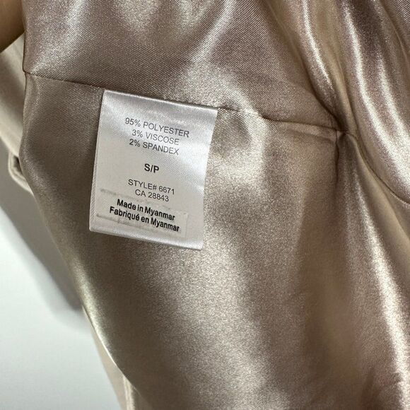 Eclipse Tie Waist Beige Lightweight Satin Lined Pea Coat Jacket Small - Picture 3 of 4